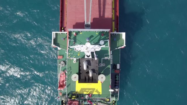General cargo ship at sea - Aerial footage
