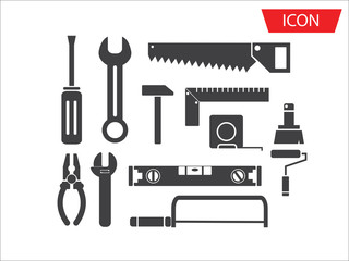 Tools icon set vector isolated on white background.