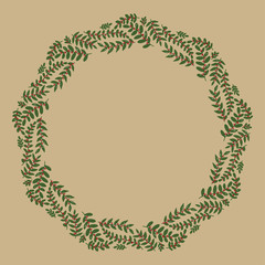 Christmas Hand Drawn Wreath with Round Frame for Cards Design Vector Layout with Copyspace Can be use for Decorative Kit, Invitations, Greeting Cards, Blogs, Posters, Merry X’mas and Happy New Year.