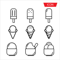 ice cream line icon set vector isolated on background.