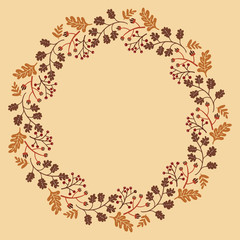 Christmas Hand Drawn Wreath with Round Frame for Cards Design Vector Layout with Copyspace Can be use for Decorative Kit, Invitations, Greeting Cards, Blogs, Posters, Merry X’mas and Happy New Year.