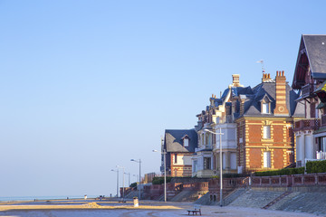 The beach of Houlgate and its typical buildings, Normandy, France