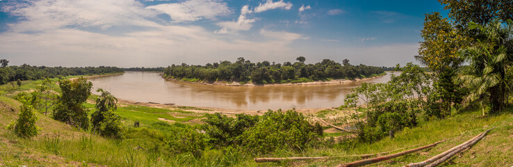 Javari River, the tributary of the Amazon River, Amazonia.Selva on the border of Brazil and Peru. South America.