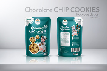 Chocolate chip cookie. Concept for packaging design. Realistic Vector Illustration