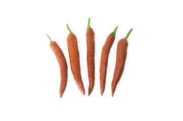 red chili arrage on white background, clipping path