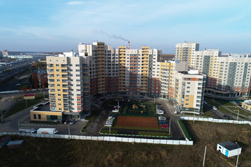 Aerial view of urban real estate in Kutuzovo district, Podolsk, Russia