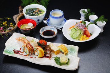 Fototapeta na wymiar A combination photo of Japanese edo cuisine