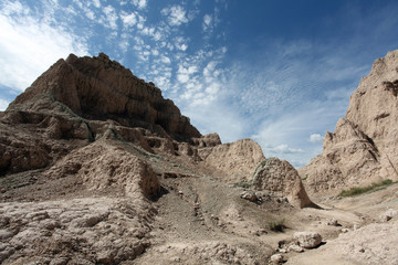 Fototapeta na wymiar Badlands Rock Formations and Big Blue Sky