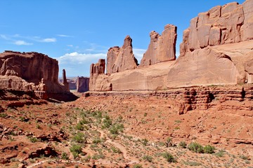 Fototapeta premium Moab, USA - July 7, 2018: Arches National Park in Utah near Moab