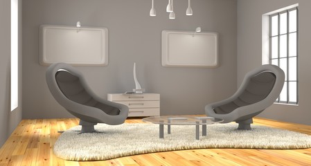 Minimalist room 3d render