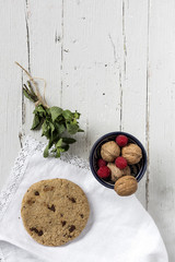 Chocolate with red chilli peppers, mint and raspberries