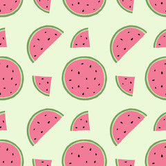 vector pattern of red watermelon slices