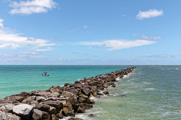 Miami beach, Florida - July 16, 2016: Miami south beach, view from port entry channel.