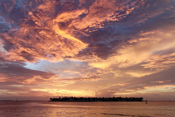 Key West, Florida, USA - July 20, 2016: Beautiful sunset in Key West