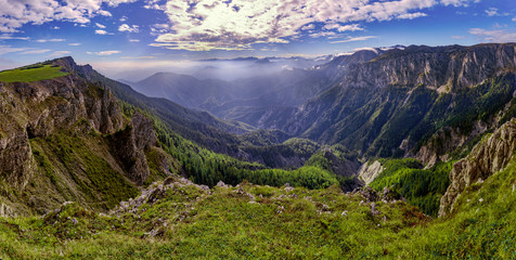 Panorama of the Alps. view of the mountain valley.