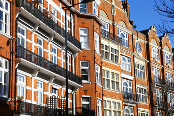 Fototapeta na wymiar Victorian, red brick houses in London