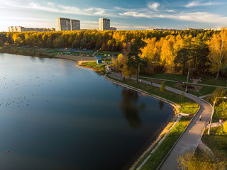 Fototapeta premium Shkolnoe lake in Zelenograd of Moscow, Russia