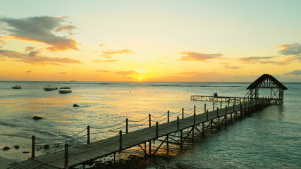 Obraz premium Sonnenuntergang auf Mauritius