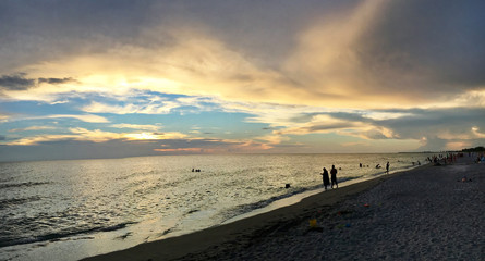 Florida, Sanibel, USA: Stormy sunset in Florida beach at Sanibel Island