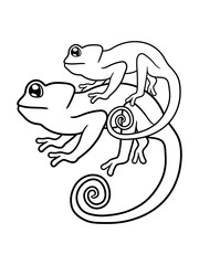 kind mama papa familie junges baby chamäleon leguan eidechse reptil haustier dinosaurier waran süß niedlich klein comic cartoon clipart
