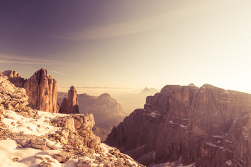 Scenic view of Italian Dolomites mountains