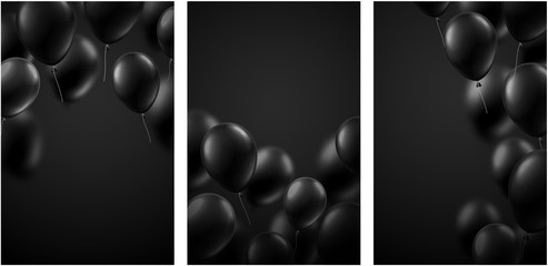 Black holiday backgrounds with balloons. Holiday decoration. © Vjom