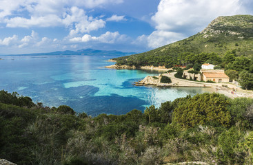 Fototapeta na wymiar Spiaggia di cala Moresca, Golfo Aranci, Olbia, Sardegna, Italia