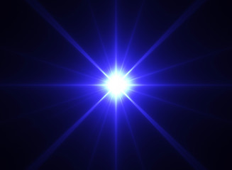 Obraz premium Bright blue star on dark background