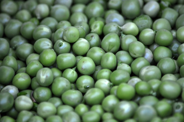 A grain of peeled young green peas