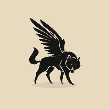 Fantasy wolf with wings - werewolf