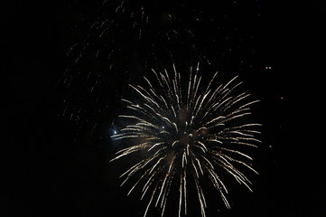 golden fireworks in black background