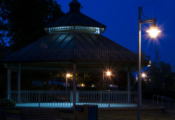 gazebo in park at night