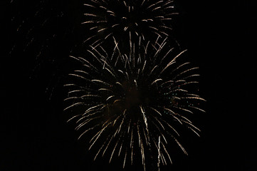 golden fireworks in black background
