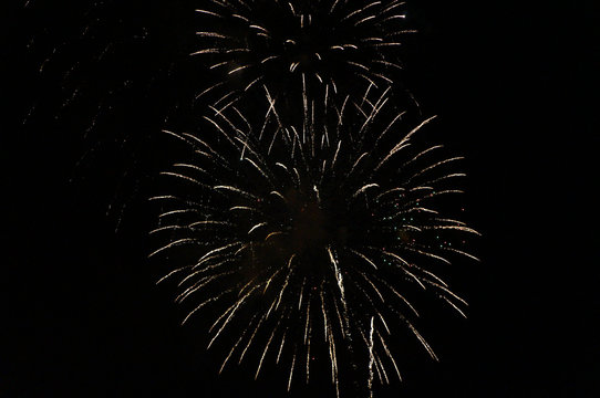 Golden Fireworks In Black Background