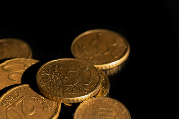 Macro euro coins