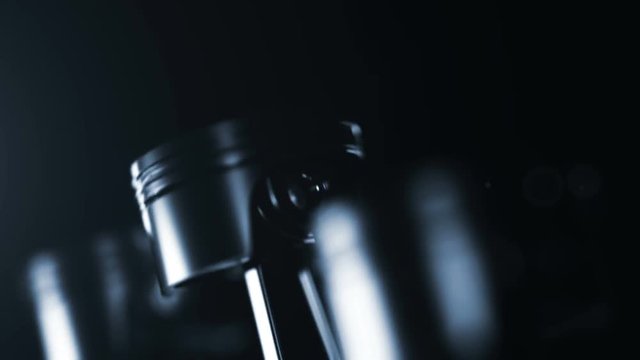 Motor with working pistons and crankshafts. Concept of automobile engine.