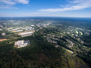 Aerial view of suburban communities in downtown alpharetta georgia