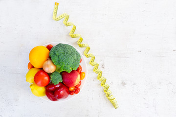 healthy diet concept, raw vagetables on white table