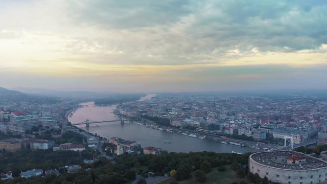 4K drone footage Budapest Citadella Gellert Hill