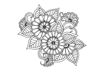 Obraz premium Page for coloring book. Outline flowers. Doodles in black and white