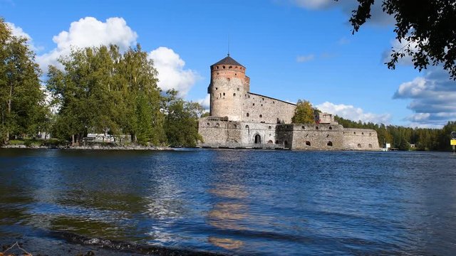 Beautiful Fortress Olavinlinna in Savonlinna (Finland) - the castle of St. Olaf. A historic place where the annual international Opera festival is held. 