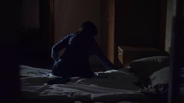 Sleeping girl the night I heard sounds and went to look with flashlight