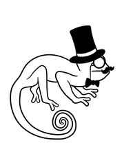 gentlemen sir herr zylinder hut monokel brille reich mann schnurrbart chamäleon leguan eidechse reptil haustier dinosaurier waran süß niedlich klein comic cartoon clipart