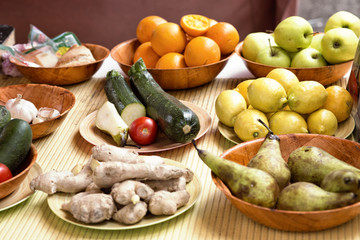 Variety of fruits and vegetables on the table