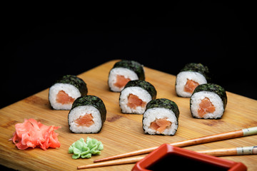 Classic sushi roll with salmon.