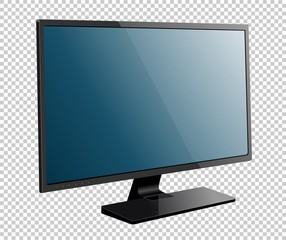 Realistic TV screen. Modern stylish lcd panel, led type. Large computer monitor display mockup