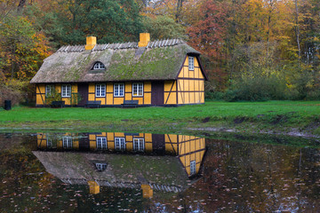 Old timbered house in Charlottenlund, Denmark. Photo taken in public park.