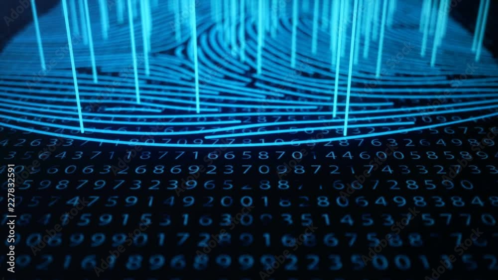 Poster fingerprint scan provides security access with biometrics identification. concept fingerprint protec