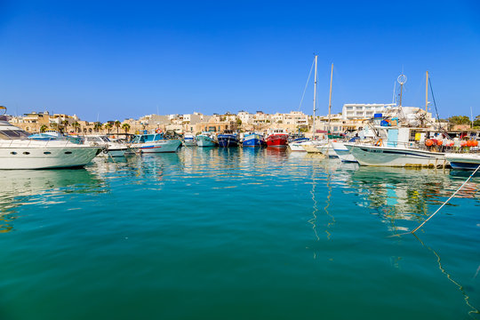 Marsaxlokk, Malta. Scenic view of the boat port