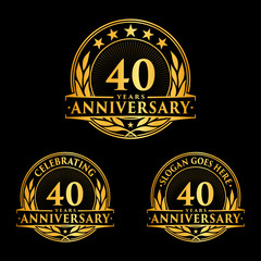 40 Years Anniversary Set. 40th Celebration Logo Collection. Vector and illustration.